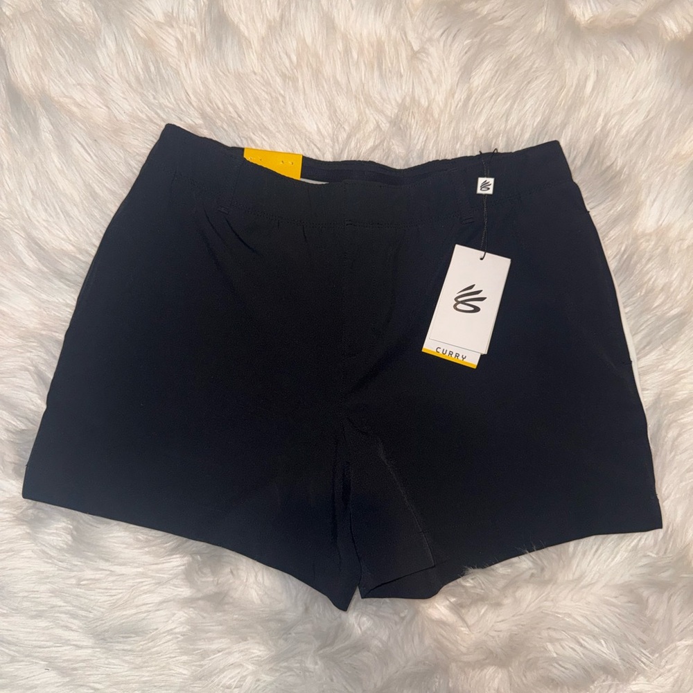NWT Women’s Size 10  Curry  UA Shorts Black SC Logo – Authentic